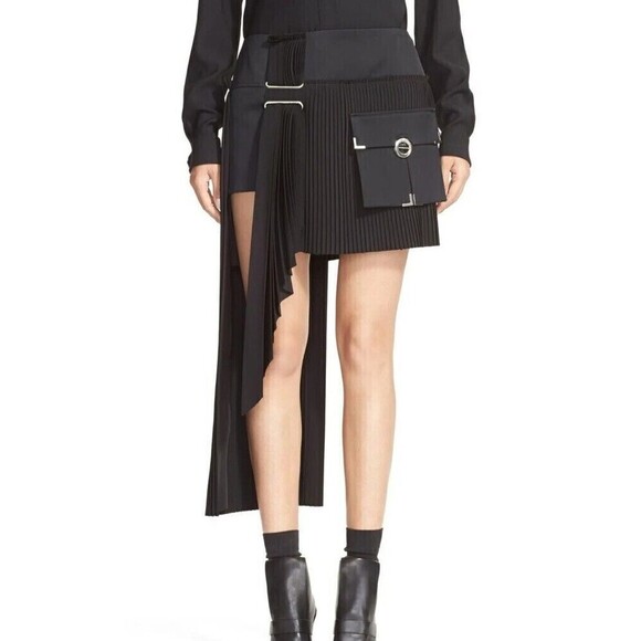 ANTHONY VACCARELLO Cargo PocketPleated Assymetric Mini Skirt Women's Sz FR 40